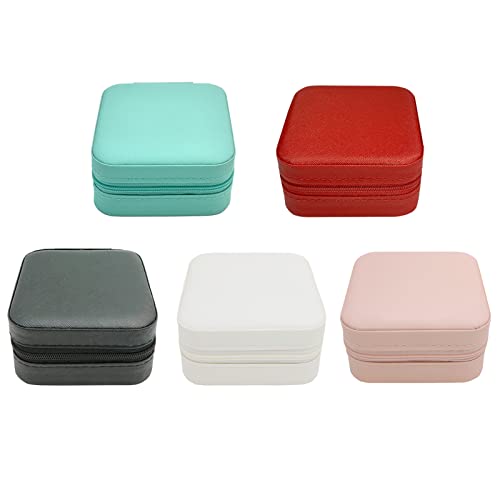 TRODANCE Mini Jewelry Case, Small Travel Jewelry Organizer, Portable Jewelry Box Mini Storage Organizer Display Box For Rings Earrings Necklaces (5Color-5pcs) - color: A1 - 5 packs - 5 Color
