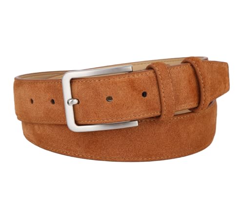 Men's Belt Casual Genuine Leather Suede Belts for Men 1 3/8" Wide Elegant Golf Dress Belt - color: Brown, size: 36(Fit Waist 34")