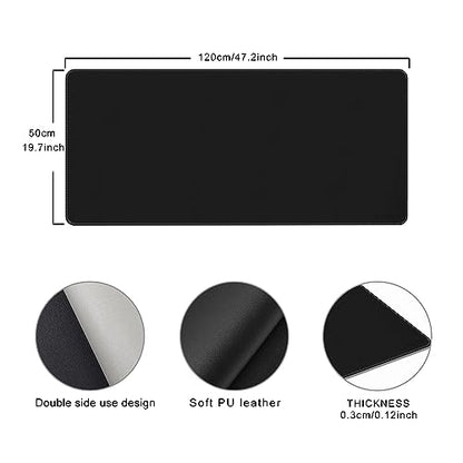Chihein 47" x 20" 3XL PU Leather Desk Mat (Black/Gray), Dual Sided Desk Pad, Waterproof Computer Desk Bottle for Gaming, Office, Home - color: Light Gray/Black, size: 47.2" x 19.7"