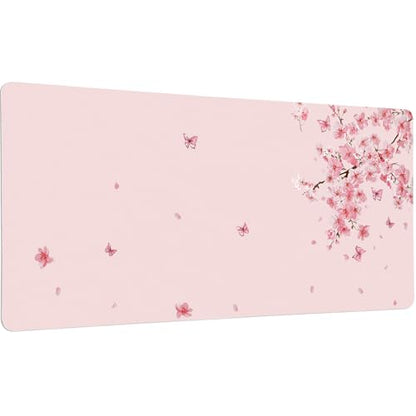 Cherry Blossom Desk Mat, Cute Extended Gaming Keyboard Mouse Pad, Large Office Desk Cover Mat Pad Deskmat, Non-Slip Leather Home Office Desk Mat Protector 23.6"x11.8" - color: Cherry Blossom, size: S(23.6×11.8 inch)