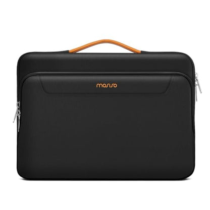 MOSISO Laptop Case 13.3 inch, 13-14 inch Laptop Sleeve, Black | Compatible with MacBook Neo/Air 13.6/Pro 13/Pro 14, HP Dell Acer ASUS, Side Open Case with Raised Pocket&PU Handle&Belt
