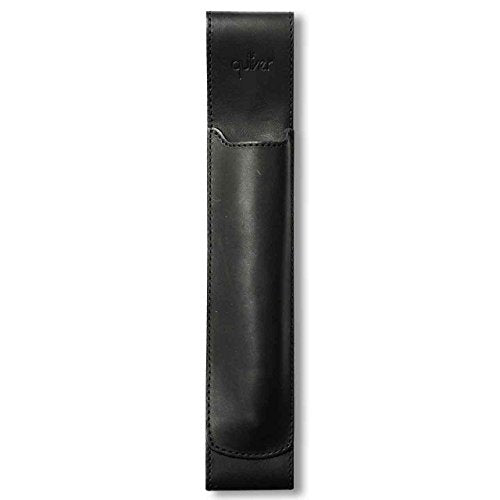 Quiver Pen Holder For Notebook, Double Pen Holder, Full Grain Leather, Elastic, Reusable, Non-Adhesive, Fits B5 Notebooks, Journals, Planners, And Tablet Cases 9.25-10.5 Inches (23.5-26.6 cm) Tall - color: Black Leather, Black Stitching