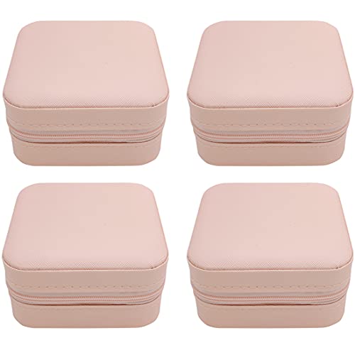 TRODANCE Mini Jewelry Case, Small Travel Jewelry Organizer, Portable Jewelry Box Mini Storage Organizer Display Box For Rings Earrings Necklaces (Pink-4) - color: 4 packs - Pink