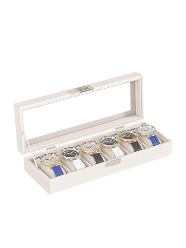 Watch Display Case For Men,Leather Watch Organizer Box,Watch Travel Organizer Tray,Watch Collection Storge Holder For Women (Beige Velvet, 6 Slots) - color: Beige Velvet, size: 6 Slots