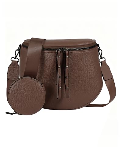 Crossbody Bags for Women, Large Vegan Leather Trendy Bum Bag - color: Chocolate Brown