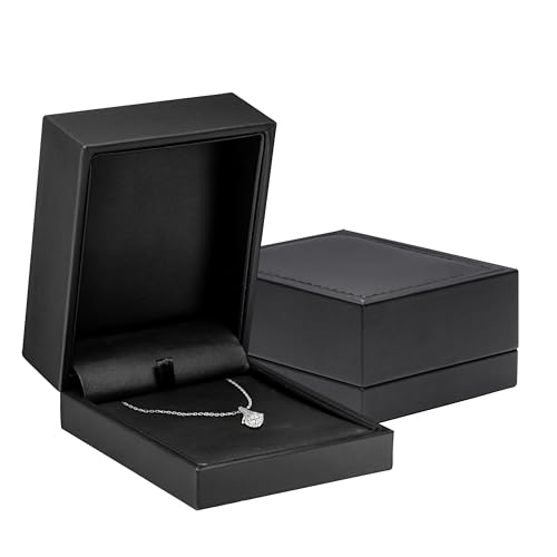 Luxury Leather Jewelry Gift Box - Premium Necklace Box & Earring Display Case for Women & Men - Universal Necklace Holder & Earring Box, Ideal for Earrings Pendants Hoops & Necklace by AllurePack - color: Black, size: Universal Box