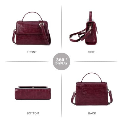 Gladdon Small Crossbody Purse for Womens Trendy Top Handle Shoulder Bags | Little Bag Size: 5.12''x 7.87''x 2.56'' - color: Burgundy