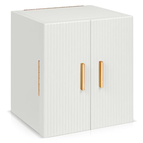 Dajasan Large Jewelry Box Organizer, Jewelry Storage Organizer with 3 Drawers, Huge Jewelry Box with Mirror for Women Girls, Double Door, Textured PU Leather, Gift Idea, Stylish (White + Gold) - color: White