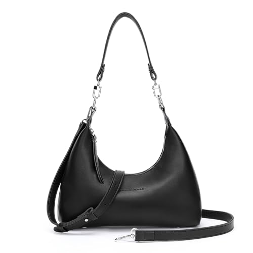 GOIACII Top-Handle Crossbody Bags for Women Soft Leather Trendy Purse Circle Handbags Small - color: Z01 Black