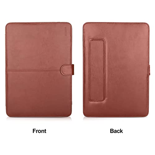MOSISO PU Leather Sleeve Compatible with MacBook Pro 14 inch, Brown | 2026-2021 M5-M1 A3426 A3427 A3434 A3112 A3185 A3401 A2918 A2992 A2779 A2442, Folio Protective Stand Cover Sleeve Case - color: Brown