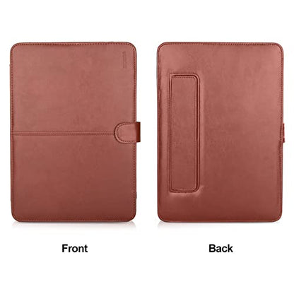 MOSISO PU Leather Sleeve Compatible with MacBook Pro 14 inch, Brown | 2026-2021 M5-M1 A3426 A3427 A3434 A3112 A3185 A3401 A2918 A2992 A2779 A2442, Folio Protective Stand Cover Sleeve Case - color: Brown