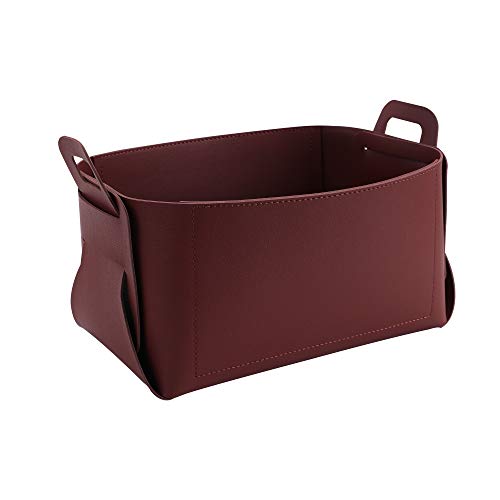 KINIVA Gift Baskets for Present-Valet Tray Organizer - Leather Dresser Organizer Box for Men and Women - Jewelry Accessories Catchall Vanity Tray for Table Desk Top (Red) - color: Red