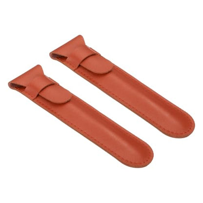 uxcell 2 Pcs Leather Pen Pouch, Flip Single Pen Case Holder Protective Sleeve Cover for Fountain Ball Points Pencils Touch Office Desk Supplies, Orange - color: Orange