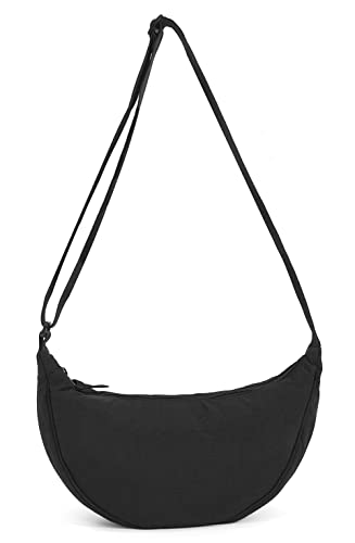 Crossbody Bag Hobo Sling Crescent Bags Women Men Trendy Small Shoulder Bag Purse Dumpling Casual Handbag Adjustable Strap - color: A Black