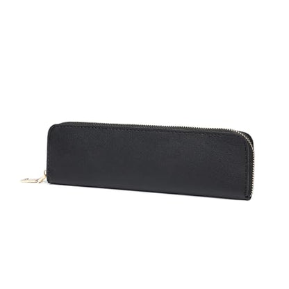 PU Leather Pencil Case Organizer Compact Design Lightweight Stylish Storage Solution for School Supplies (Black,Polyurethane (PU)) - color: Black