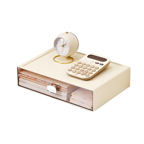 Desktop Storage Drawers, Plastic Countertop Printer Paper Organizer | Cream 1 Large Deep Drawer for Office Supplies, Makeup Organizer, Tabletop Pen Holder, Desk Organization, Teacher Toolbox - color: 1 Large Drawer, Cream