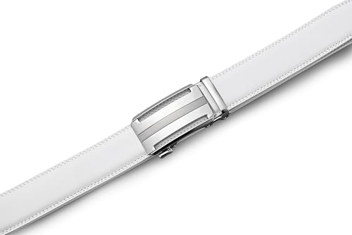 Men's Belt, Ratchet Dress Casual Belt with Adjustable Automatic Buckle Trim to Fit - color: White-04, size: 30"-36" Waist Adjustable