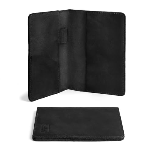 Leather Field Notes Cover, Leather Notebook Cover 3.5 x 5.5 in. with Card and Pen Holder, Handmade Protective Storage for Pocket Moleskine Journal Cover, Book & Notebooks, Notepad Wallet for Travelers (Charcoal Black) - color: Charcoal Black