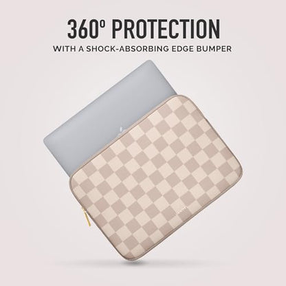 Vandel Slim 17.3 Inch Laptop Sleeve, 17 Inch Laptop Case | Computer Sleeve, Chromebook Cover Bag for HP, Dell, Lenovo, Asus, Acer, MSI Notebook - color: a. Neutral Checker, size: 17 Inch