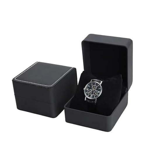 Watch Box, PU Leather Watch Case, Gift Boxs With Cushion For Most Watches, Smart Watch & jewelry,Watch Organizer as Gifts For Birthday, Men and Women (1, Matte Black) - color: Matte Black
