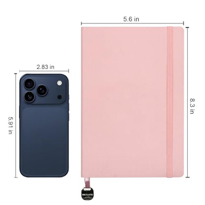 WETLOTE A5 Journal Notebook，Soft Cover - 5.6"x8.25" Line/Grid/Blank, 208 Pages, Soft Leather Journal for Home, Work & School(pink,check) - color: pink, style: check