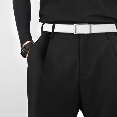 Men's Belt, Ratchet Dress Casual Belt with Adjustable Automatic Buckle Trim to Fit - color: White-01, size: 36"-40" Waist Adjustable