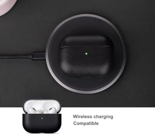 Lopie Leather Case Compatible with AirPods Pro 3rd Generation, Protective Hard Cover Fully-Wrapped with Top Grain Leather, Handmade for AirPods Pro 3 Case Cover (Not for AirPods Pro 2nd Gen) - Black - color: [Cow Leather]-Black