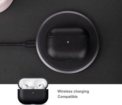 Lopie Leather Case Compatible with AirPods Pro 3rd Generation, Protective Hard Cover Fully-Wrapped with Top Grain Leather, Handmade for AirPods Pro 3 Case Cover (Not for AirPods Pro 2nd Gen) - Black - color: [Cow Leather]-Black
