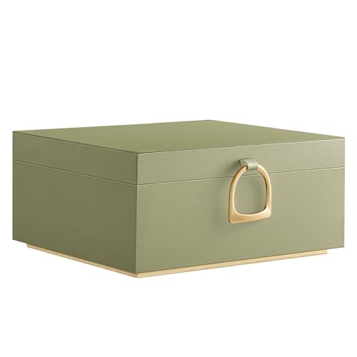 SONGMICS 2-Layer Jewelry Box with Handle, Removable Tray, Floating Effect | Jewelry Organizer, 8.1 x 9.4 x 4.3 Inches, Gift for Loved Ones, Sage Green and Cream White, GREETA Collection UJBC165C02 - color: Sage Green