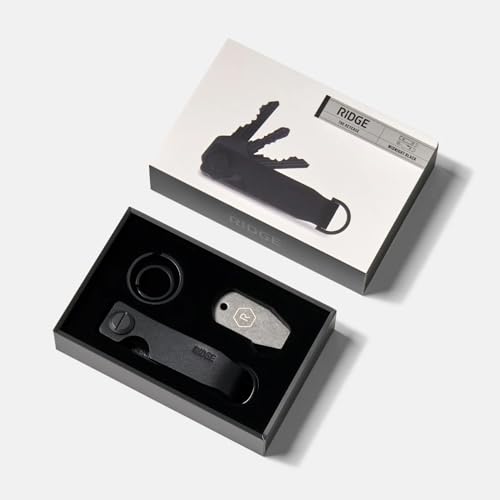 The Ridge Key Organizer - Compact Metallic Key Holder, Minimalist Innovative Keyholder, Smart Keychain Secures 2-6 Keys - color: Midnight Black Leather