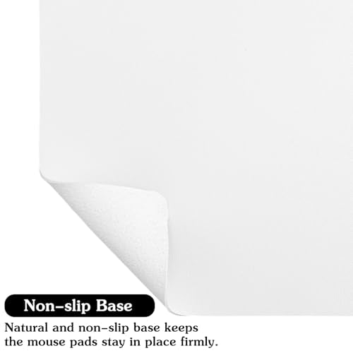 10x8-Inch White Mouse Pad - 25x20cm | Thin Mouse Mat with Non-Slip Base for Computer Gaming Laptop, Home Office Use