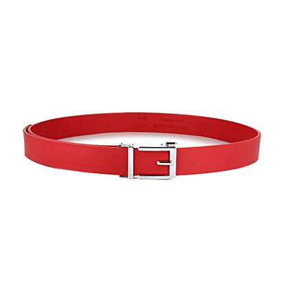 Gelante Genuine Leather Ratchet Dress Belt With Automatic Sliding Buckle - Minimalistic Style-Trim to Fit - color: Red