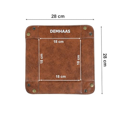Valet Tray Organizer – Foldable Jewelry & Catchall Tray for Keys, Phone & Wallet – Double-Sided Faux Leather with Rubber Padding – Desk & Nightstand Organizer (Cognac Brown) - color: Cognac Brown