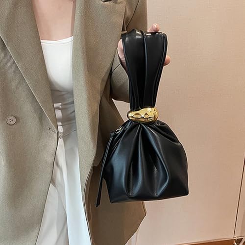 Farcauo Burgundy Wristlet Purse for Women Lightweight PU Leather Small Handbag Wristlet Pouch Bag for Daily Use - color: #F Black Wristlet Bag