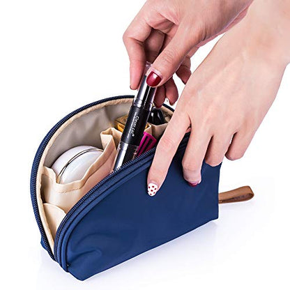 Hekyip Half Moon Cosmetic Bag, Travel Makeup Pouch, Portable Waterproof Cosmetic Pouch for Ladies Women, Small (NAVY BLUE) - color: NAVY BLUE