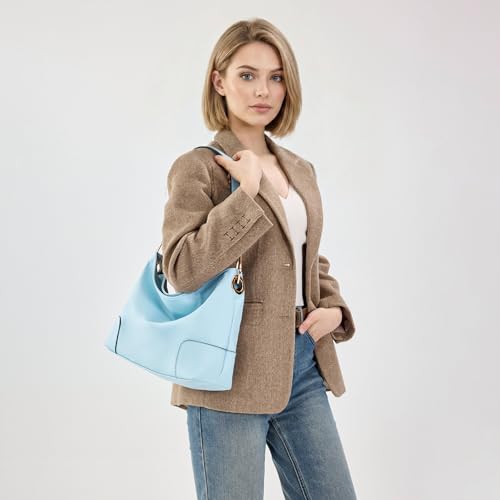 Montana West Hobo Bags for Women Top Handle Satchel Shoulder Purse Bucket Handbag - color: Special-light Blue