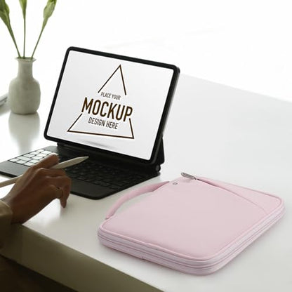 MoKo 7-8 Inch Tablet Sleeve Carrying Case Padded Protective Bag with Handle | Tablet Carrying Case Fits iPad Mini A17 Pro/6th 8.3-inch and iPad Mini 5/4/3/2th 7.9-inch, Pink - color: Pink, size: 7-8 Inch