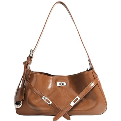 Genuine Leather Hobo Bag for Women, Slouchy tote Bags Purse Shoulder bag - color: S-brown
