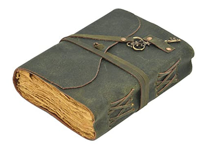 Leather Journal Writing Notebook - Antique Handmade Leather Bound journal with deckle edge paper For Men And Women Diary Large 7.5" X 5.5" Inches, Gift For Art Sketchbook, Travel Diary And Notebooks To Write In (7.5" X 5.5") (11.50" X 8.25") - size: 11.50
