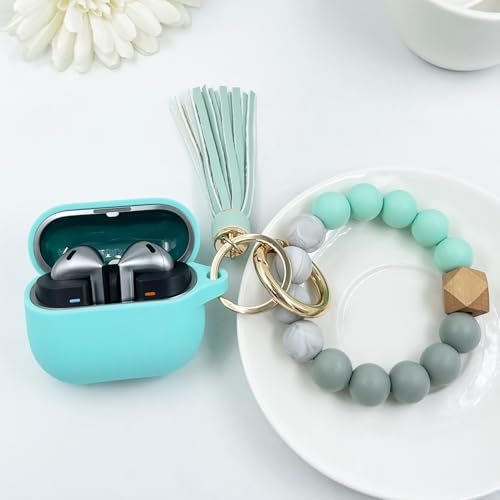 Compatible with Samsung Galaxy Buds 3 Case, Silicone Protective Cover for Galaxy Buds 3 Pro With Bracelet Keychain (Mint Green) - color: Mint Green