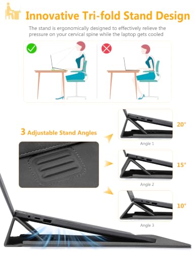 HYZUO 13 Inch Laptop Case Sleeve Bag with Adjustable Stand, Space Gray | for MacBook Air 13 M5 A3449 M4 M3 M2 M1 2026-2018, 13" MacBook Neo 2026, MacBook Pro 13 M2 M1 2026-2016, Surface Pro, XPS 13 - color: Space Gray, size: 13 Inch