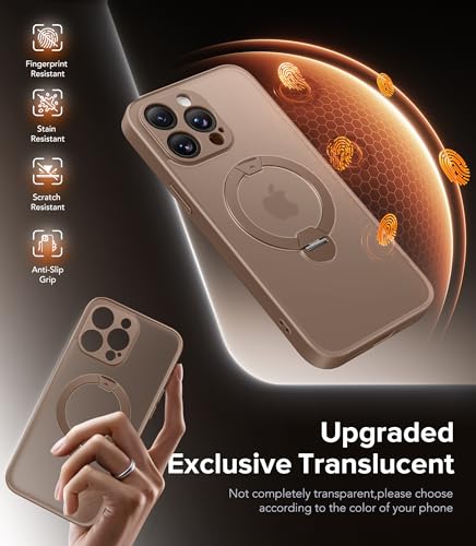 Magnetic for iPhone 15 Pro Max Case,[Unbreakable & Magnetic Stand] [Military-Grade Protection] [Phone Case Compatible with MagSafe] Slim Translucent Matte Shockproof Phone Cover,Brown - color: Brown, size: iPhone 15 Pro Max (6.7 Inch,3 Lens)