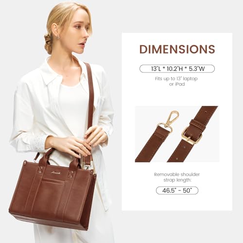 LOVEVOOK Purse for Women Leather Tote Bag Purse and Handbags, Satchel Shoulder Crossbody Top Handle Bags with Zipper - color: Brown