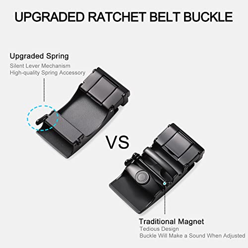 SENDEFN Men's Leather Belt Automatic Ratchet Buckle Slide Belt for Dress Casual Trim to Fit with Gift Box - color: C-coffee-9, size: 32" to 38" Waist Adjustable