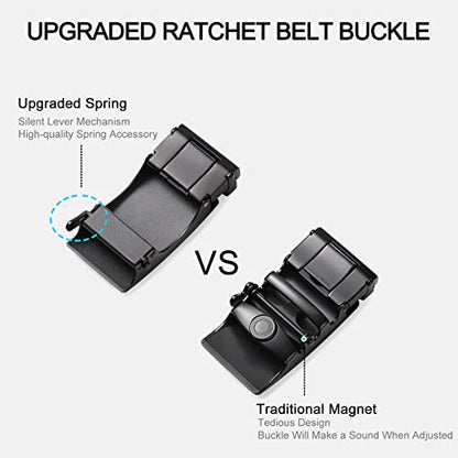 SENDEFN Men's Leather Belt Automatic Ratchet Buckle Slide Belt for Dress Casual Trim to Fit with Gift Box - color: C-coffee-9, size: 32" to 38" Waist Adjustable