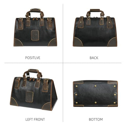 Water Resistant Canvas + Leather Travel Luggage Tote Duffle Gym Suitcase Weekender Overnight Bag For Men Male FB8151 (X-8151-Black) - color: Black