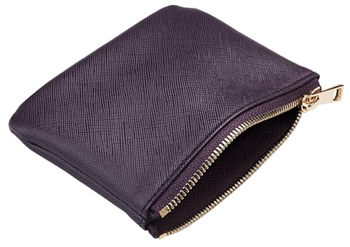 Chelmon Vegan Leather Coin Purse Pouch Change Purse With Zipper For Men Women - color: CH Steel Purple