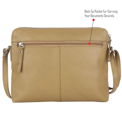 Leather Crossbody Bags for Women Small Soft Genuine Pebbled Sling Shoulder Handbag Crossover Purse with Full Adjustable Strap (Khaki Green Nappa) - color: Khaki Green Nappa