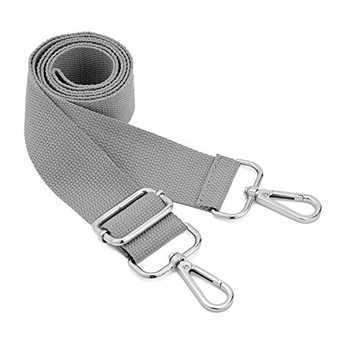 DEVPSISR Wide Shoulder Purse Strap Replacement Adjustable Belt Canvas Bag Crossbody Handbag - color: Silver Buckle-gray