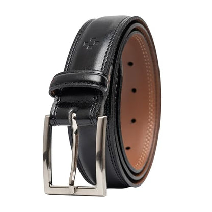 Vince Camuto Mens Belt | Double Stitch Detailing | Genuine Leather Belt - color: Black, size: 40